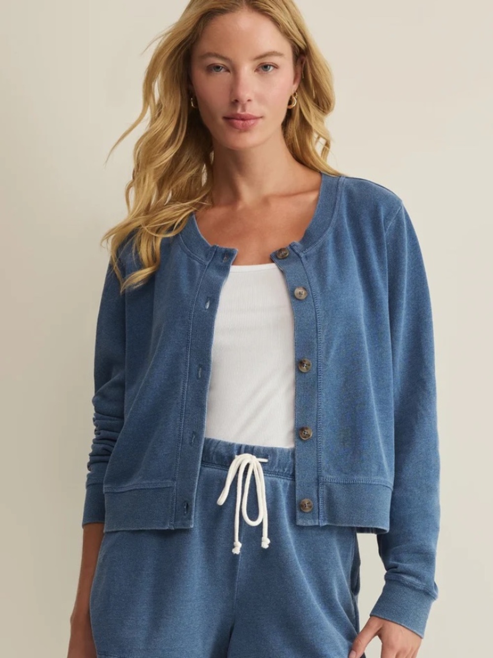 Z Supply Cardigan Top Daily Knit Denim Calypso Blue Indigo Vintage Blue Size L